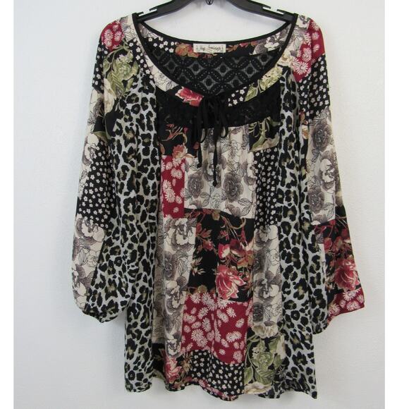 Hope Springs Women's Blouse Top Size XXL Long Sleeve Animal & Floral Print - Picture 1 of 7